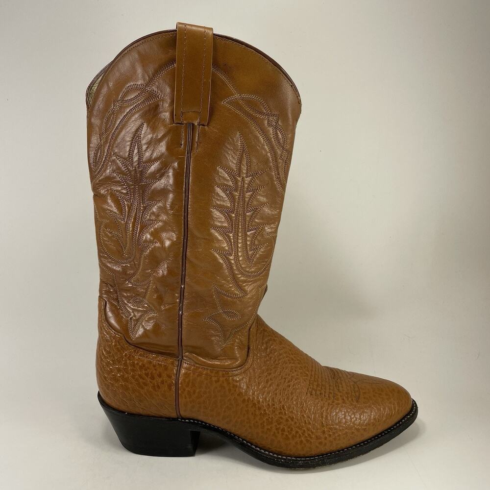 Tony Lama Suntan Bullhide Western Cowboy Boots Mens Size 10.5 D Vintage Brown